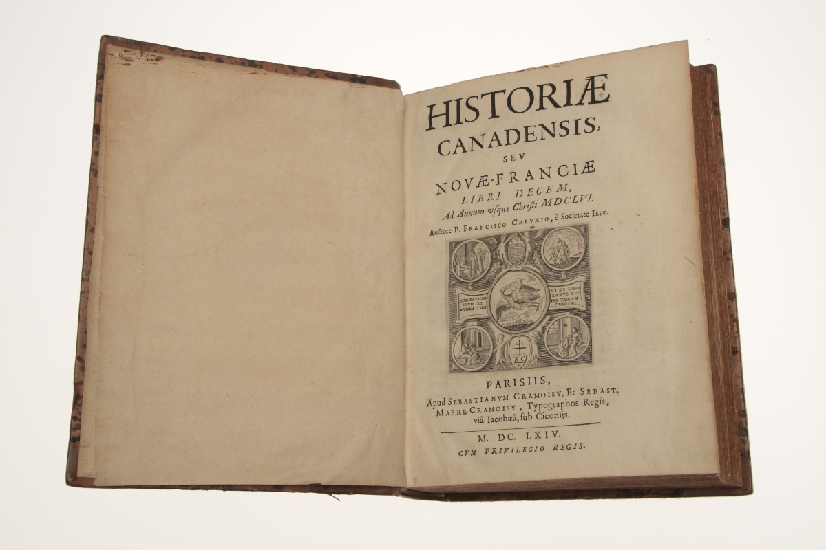 François Du Creux, <i>Historiae Canadensis, sev Novae-Franciae Libri Decem, Ad Annum usque Christi</i>, 1664. Gift of Ward C. Pitfield. M11712, McCord Museum