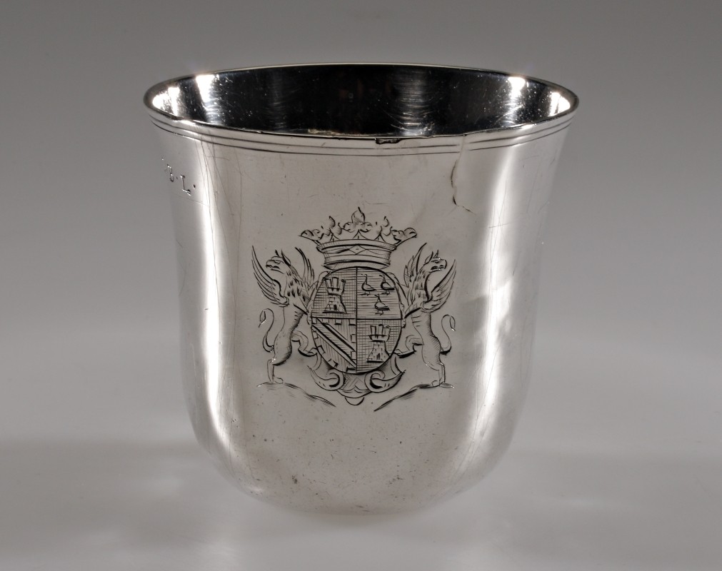 Cup with the coat of arms of the Marquis de Montcalm, 1725-1756. Gift of David Ross McCord, M4839, McCord Museum