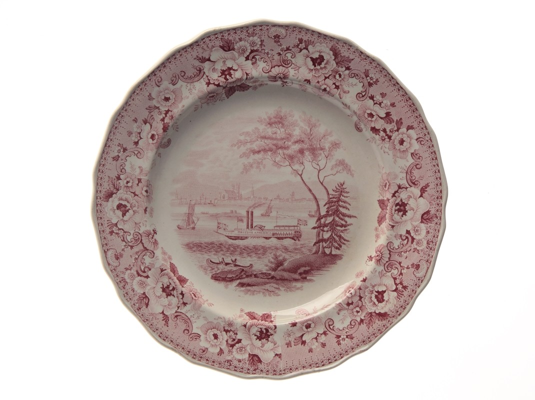 Dinner plate made by Davenport, 1830-1840. MC988.1.69, McCord Museum