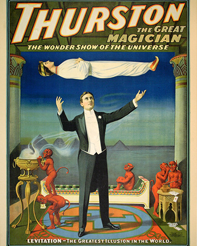 Thurston, Levitation – The Greatest Illusion in the World, Strobridge Lithographing Co., 1914, M2014.128.542
