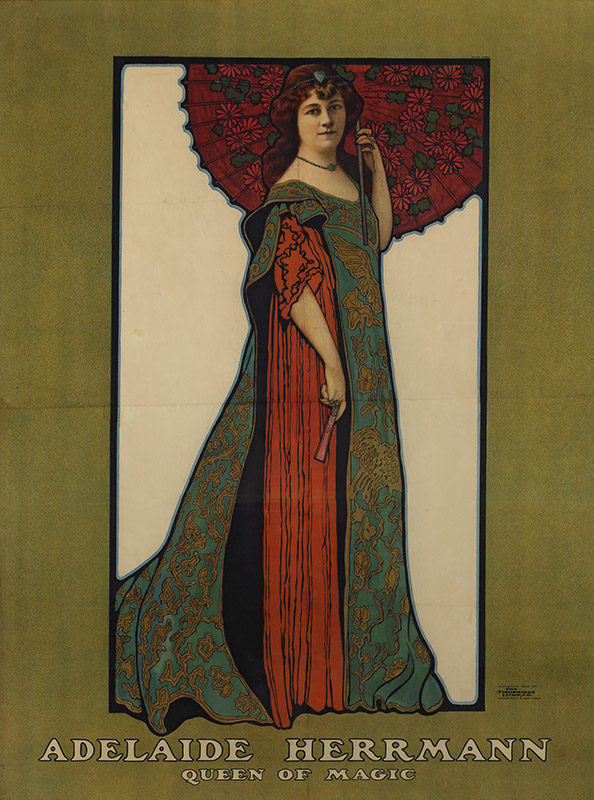 Strobridge Lithographing Company, <i>Adelaide Herrmann, Queen of Magic</i>, 1903. Purchase, funds graciously donated by La Fondation Emmanuelle Gattuso, M2014.128.208 © McCord Museum