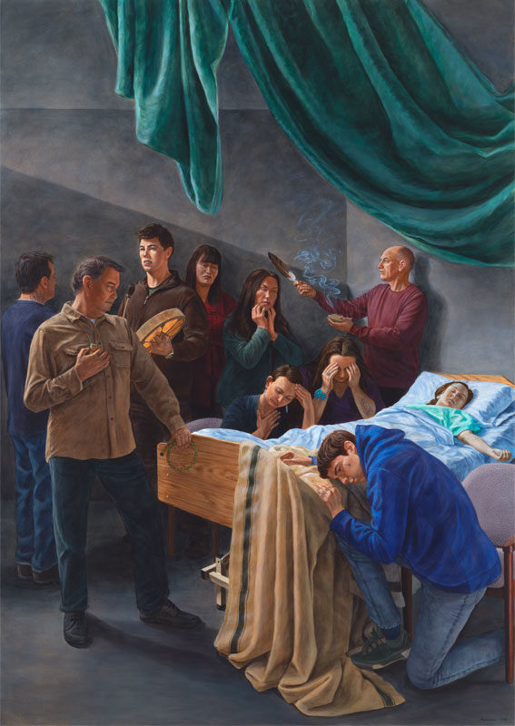 Kent Monkman, <i>Death of the Virgin</i> (After Caravaggio), 2016. Acrylic on canvas. Collection of Donald R. Sobey.