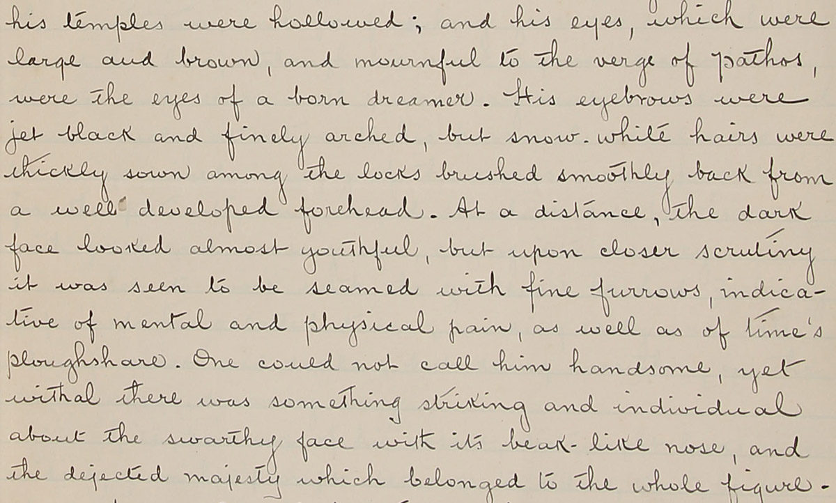 <i>The Lost Treasure (A Psychological Sketch)</i>, Essay by Dr. Thomas Joseph Workman Burgess, extract from Pen and Pencil Club scrapbook (detail), February 22, 1896. Transfer from McGill University, Pen and Pencil Club of Montreal Fonds P139, M966.176.103D © McCord Museum