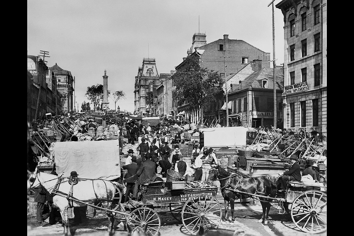 Wm. Notman & Son, <i>Jour de marché, place Jacques-Cartier, Montréal</i>, vers 1900. VIEW-3213.0, Musée McCord